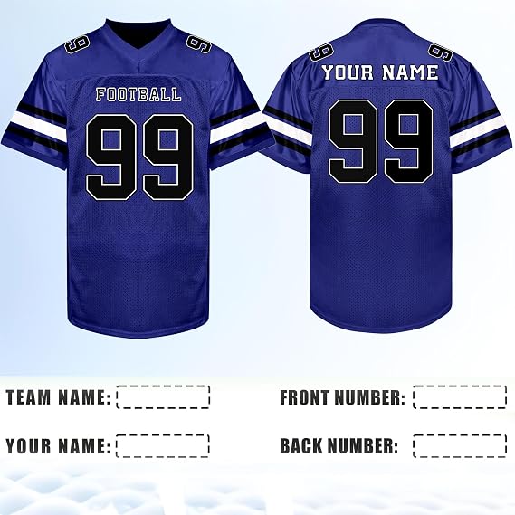 Custom Football Jersey - Personalized Name, Number & Logo