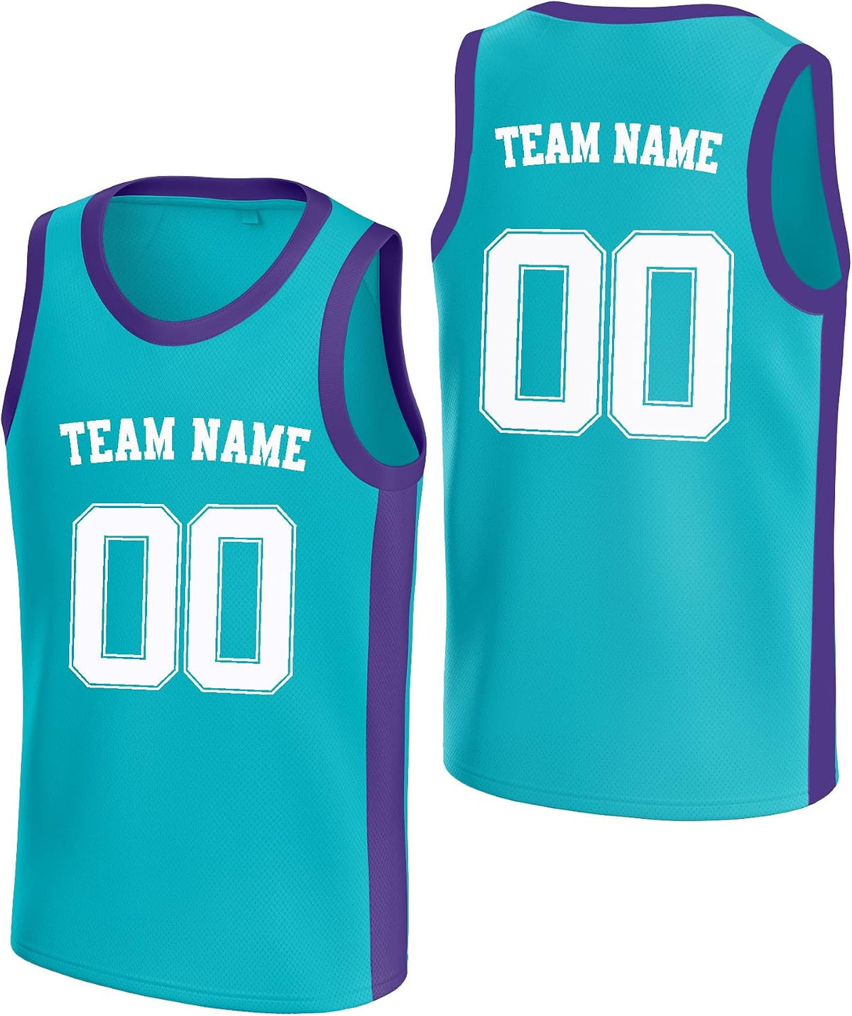 Custom Teal and Purple Basketball Jersey