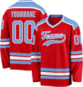 Custom Red, Light Blue and White Hockey Jersey