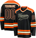 Custom Black, Orange and Cream Hockey Jersey