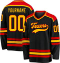 Custom Black, Red and Gold Hockey Jersey
