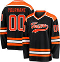 Custom Black, Orange and White Hockey Jersey