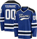Custom Royal Blue, Black and White Hockey Jersey