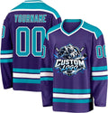 Custom Purple, Teal and White Hockey Jersey