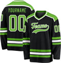 Custom Black, Green and White Hockey Jersey