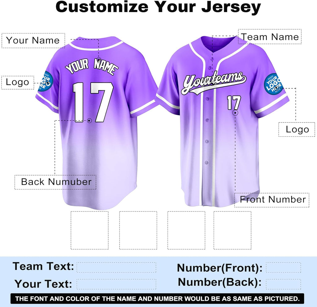 Custom Purple and Lavender Gradient Baseball Jersey with White Piping