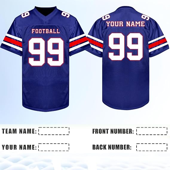 Custom Football Jersey - Personalized Name, Number & Logo