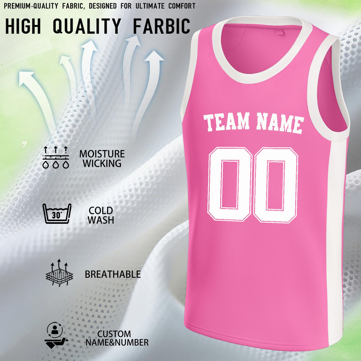 Custom Basketball Jersey with Personalized Name, Number and Logo
