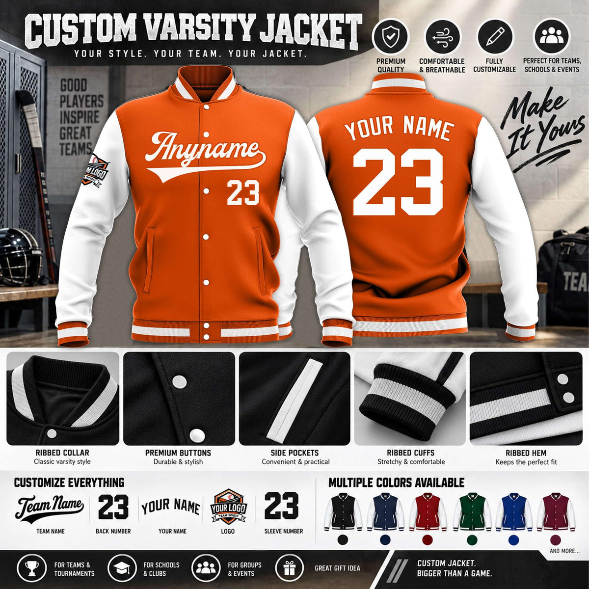 Custom Varsity Letterman Jacket | Personalized Stitched Embroidery