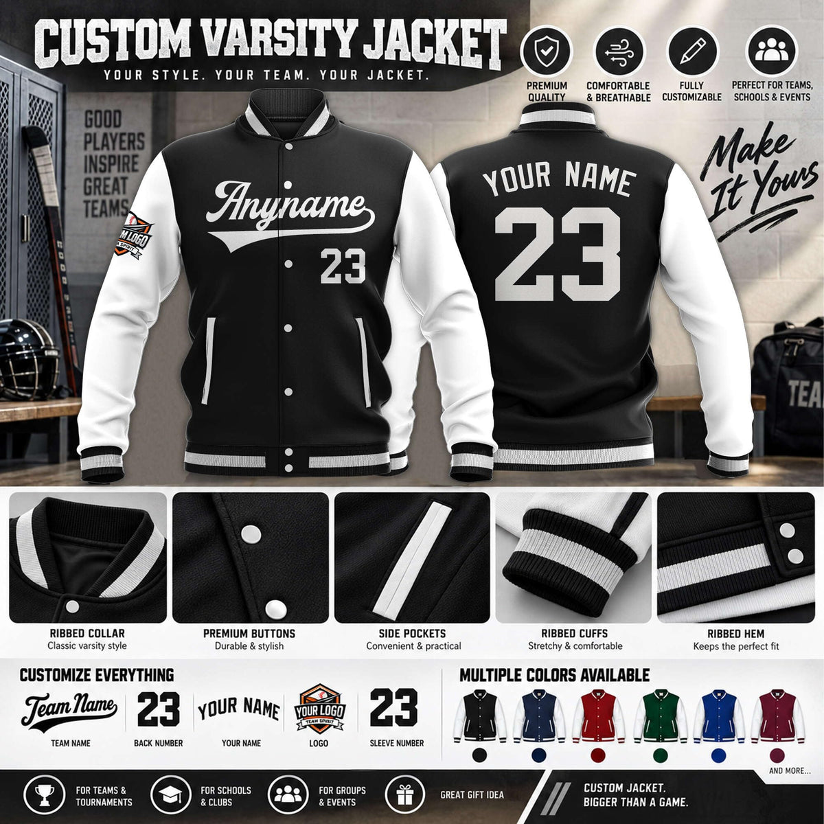 Custom Varsity Letterman Jacket | Personalized Stitched Embroidery