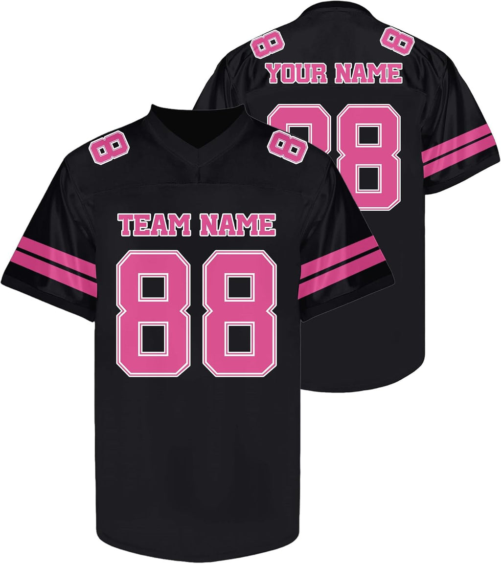 Custom Black and Pink Football Jersey - Personalized Team &amp; Practice Shirt