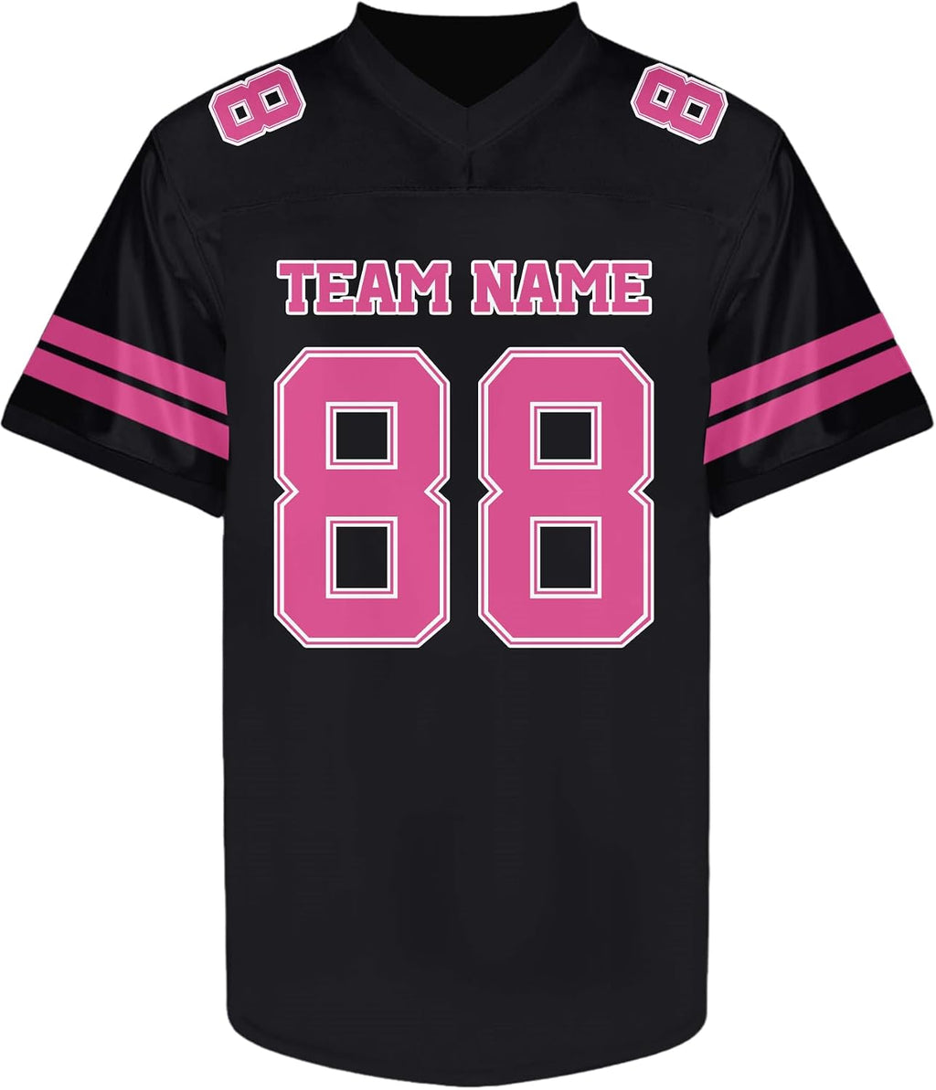 Custom Black and Pink Football Jersey - Personalized Team &amp; Practice Shirt