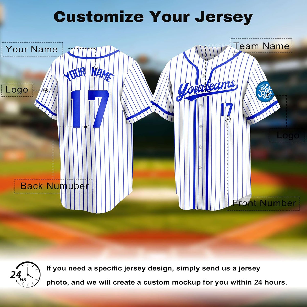 Custom Black Pinstripe Baseball Jersey with Hot Pink Trim