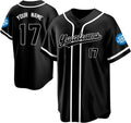 Custom Black Baseball Jersey with White Trim and Lettering