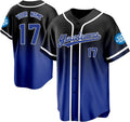 Custom Black and Royal Blue Gradient Baseball Jersey
