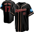 Custom Black Baseball Jersey with Burgundy and Gold Double Piping