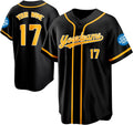 Custom Black Baseball Jersey with Gold Piping
