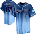 Custom Navy to Light Blue Gradient Baseball Jersey with Name and Number