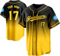 Custom Black and Yellow Gradient Baseball Jersey