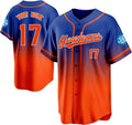 Custom Blue to Orange Gradient Baseball Jersey with Name and Number