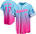 Custom Blue and Pink Ombre Baseball Jersey