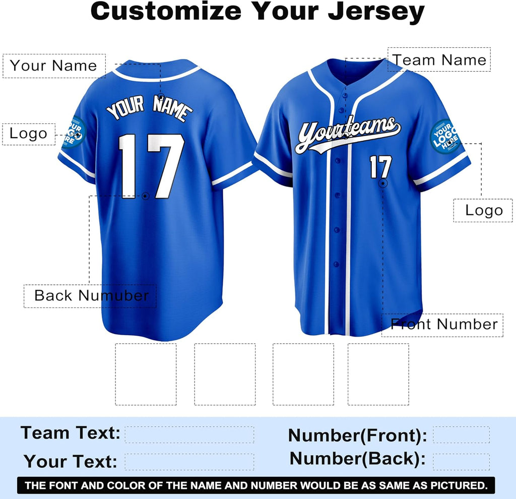 Custom Royal Blue Baseball Jersey with White Piping
