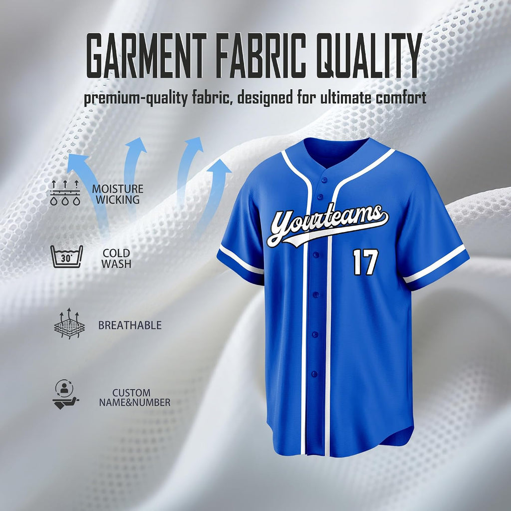 Custom Royal Blue Baseball Jersey with White Piping