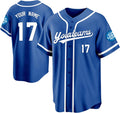 Custom Royal Blue Baseball Jersey with White Piping and Name and Number