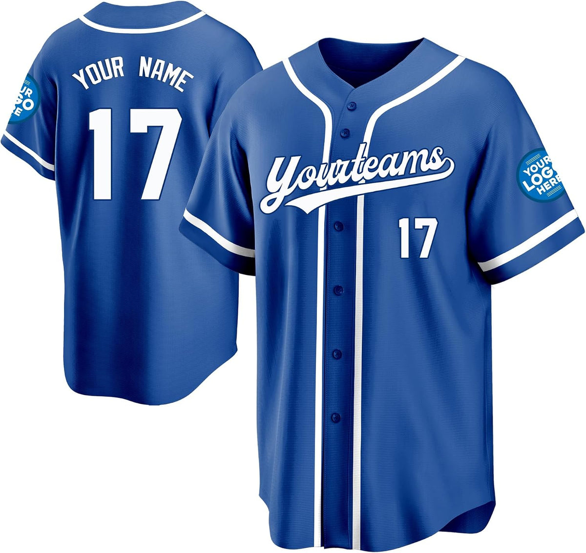 Custom Royal Blue Baseball Jersey with White Piping and Name and Number
