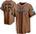 Custom Brown Pinstripe Baseball Jersey with Black Trim and Name and Number