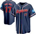 Custom Navy Baseball Jersey with Red and White Trim and Name and Number