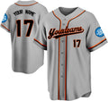 Custom Gray Baseball Jersey with Black and Orange Double Piping