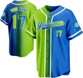 Custom Green and Blue Split Gradient Baseball Jersey