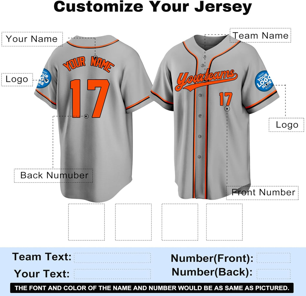 Custom Light Gray Baseball Jersey with Orange and Black Trim