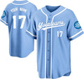 Custom Light Blue Baseball Jersey with White Piping