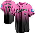Custom Pink and Black Gradient Baseball Jersey