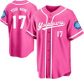 Custom Hot Pink Baseball Jersey with White Piping