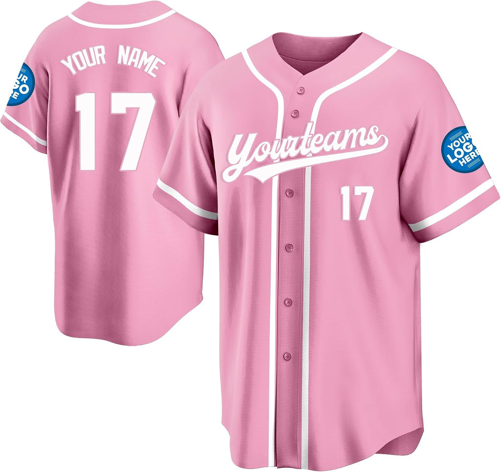 Custom Light Pink Baseball Jersey with White Piping
