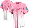 Custom Pink to White Gradient Baseball Jersey with Name and Number
