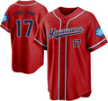 Custom Red Baseball Jersey with Navy and White Piping