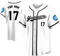 Custom White Baseball Jersey with Black Trim and Name and Number