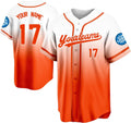 Custom White to Orange Gradient Baseball Jersey with Orange Trim