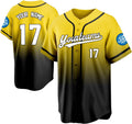 Custom Yellow and Black Gradient Baseball Jersey with Name and Number