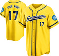 Custom Yellow Baseball Jersey with Navy Piping and Name and Number