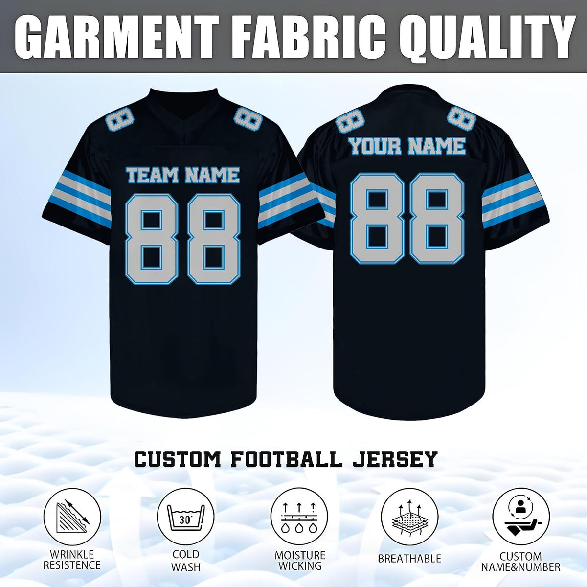 Custom Black and Gray Football Jersey