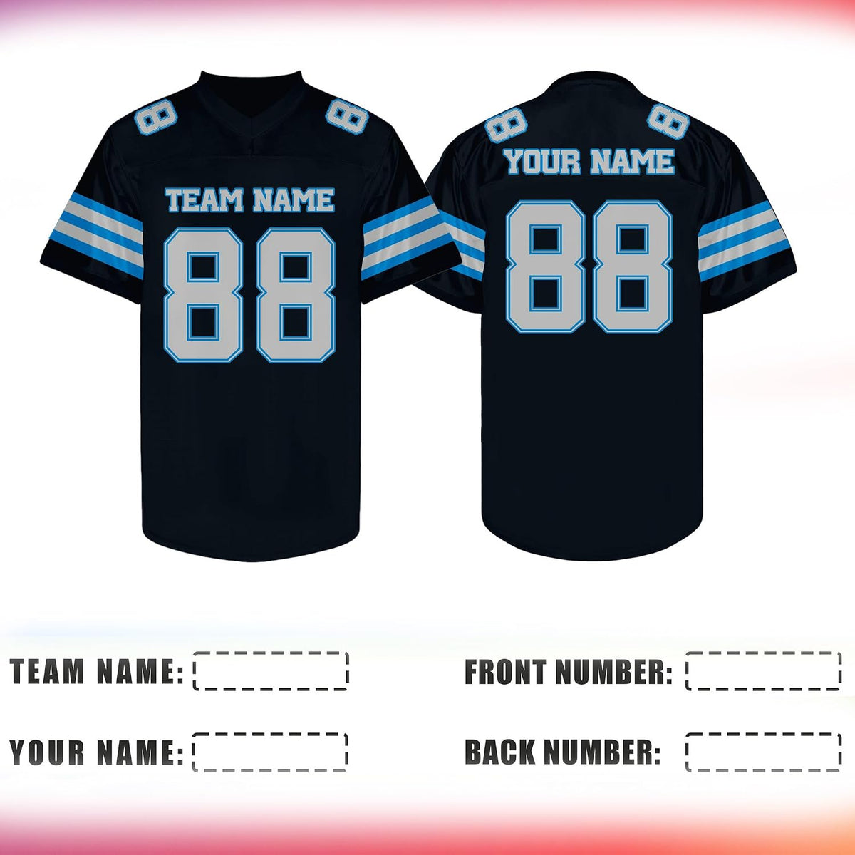 Custom Black and Gray Football Jersey