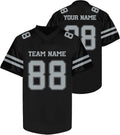 Custom Black Football Jersey with Gray Double Sleeve Stripes