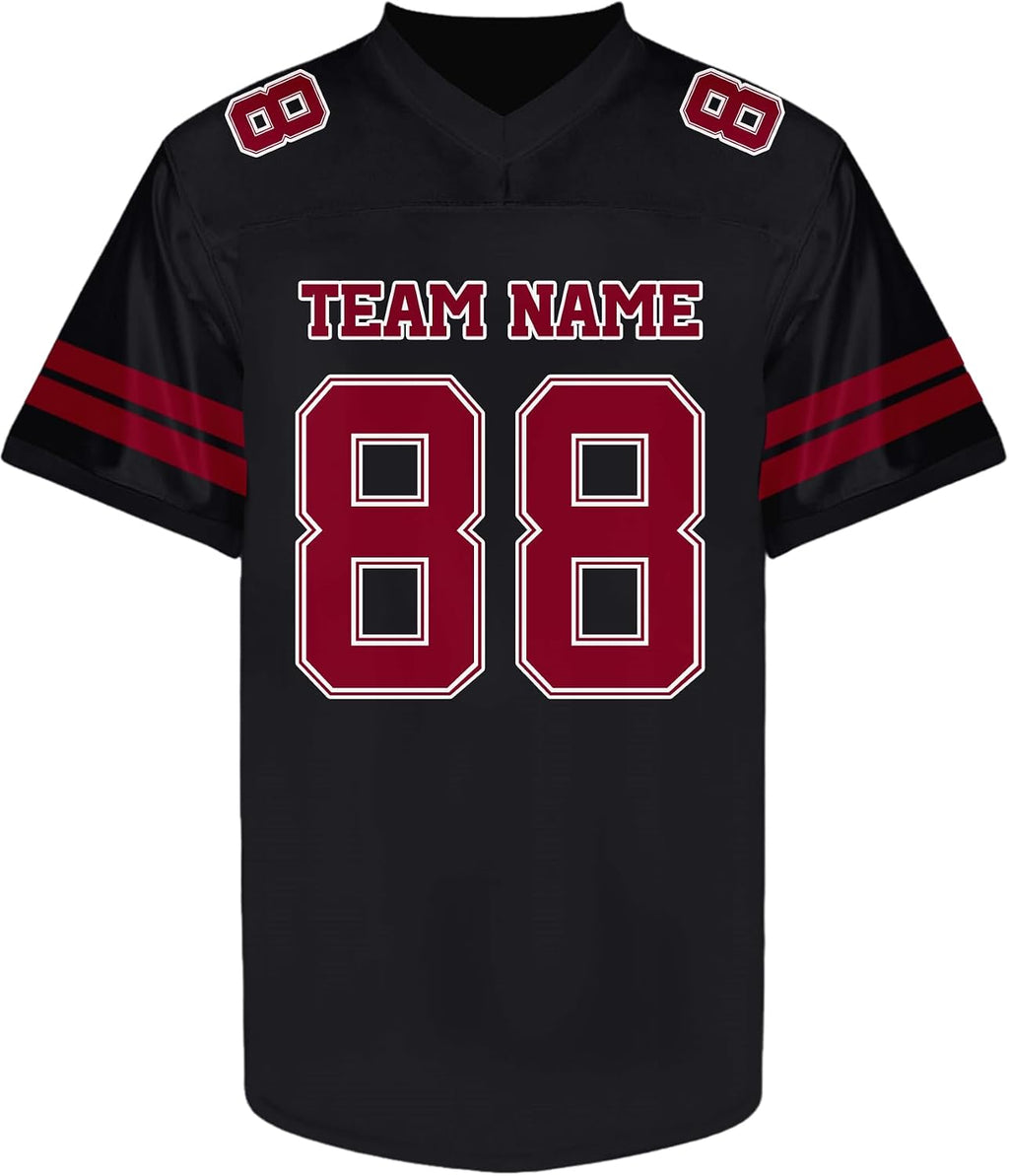 Custom Black Maroon Football Jersey Personalized Name and Number Team Uniform