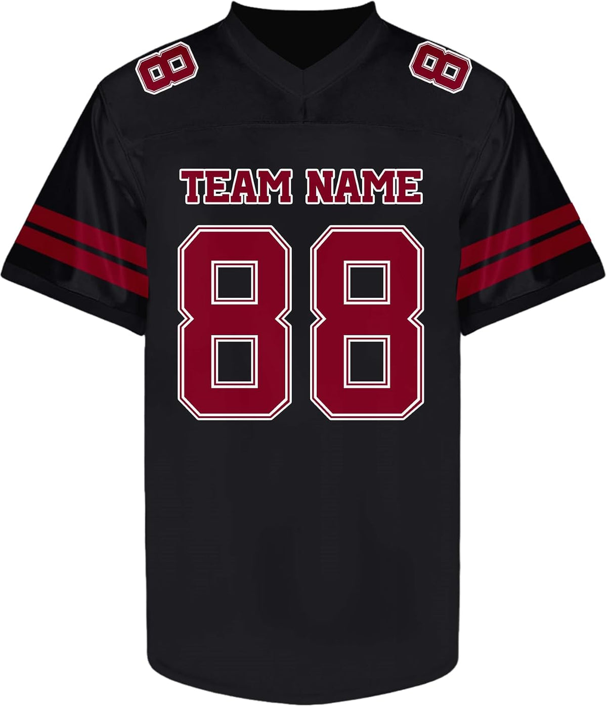 Custom Black Maroon Football Jersey Personalized Name and Number Team Uniform