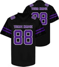 Custom Black Football Jersey with Purple Double Sleeve Stripes